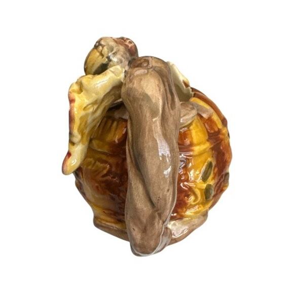 Majolica Golden Tones Autumn Thanksgiving Pitcher Set of 2 - Picture 7 of 12